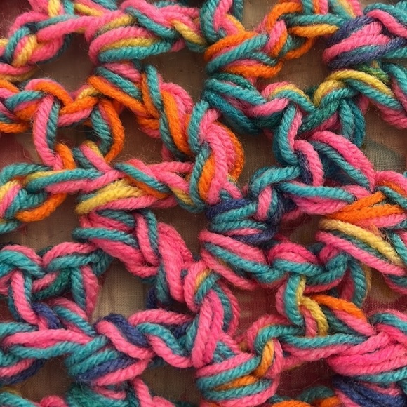 Colorful Open Stitch Crocheted Throw Blanket - Picture 1 of 7